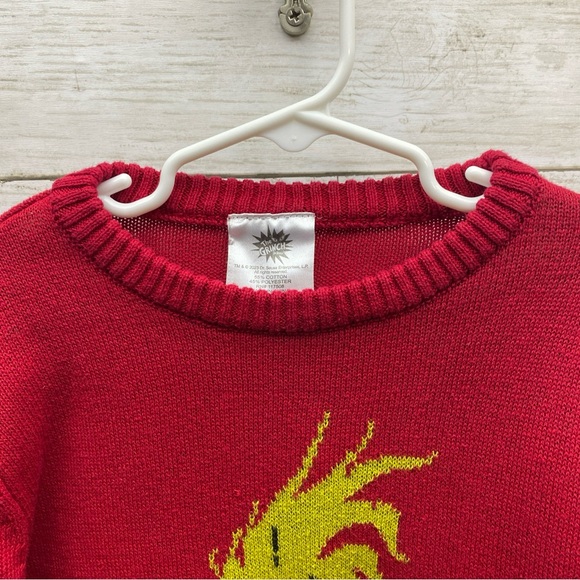 The Grinch Boys Small Red Knit Holiday Sweater Christmas Dr. Seuss 2023 - Picture 5 of 15